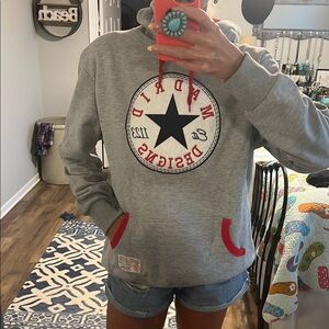 Madrid Designs NWT Gray Hoodie with Red & Blue Stitched/Felt Accents, Size XL❤️
